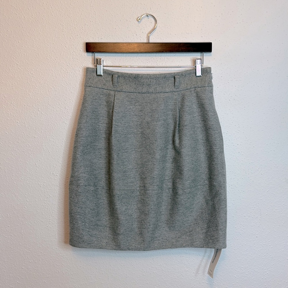 Theory Cecily Women’s Light Heather Gray Wool Mini Skirt Size 4 with Belt Loops